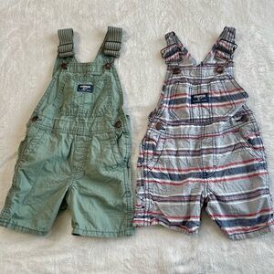 OshKosh B'gosh Kids Green and Plaid Short Overalls (Shortalls)